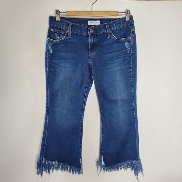 James Jeans Freedom Fringe-Accent Kiki jeans Cropped Dark Wash stretchy Size 31 - Picture 2 of 10